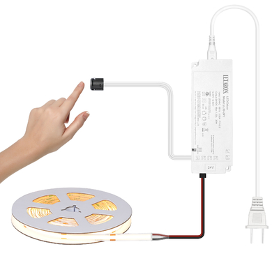LETARON COB LED Strip Light 24V LED Tape Light, 480 pcs/M LEDs, Super Bright High Lumen 3000K Warm White 3m, Dimmable avec du ruban adhésif 3M, 30W UL Power Supply, Toucheur pour chambre à coucher, maison, cuisine bricolage