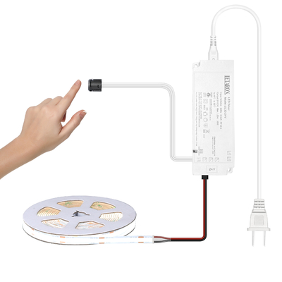 LETARON COB LED Strip Light 24V LED Tape Light, 480 pcs/M LED, Super Bright High Lumen 6000K Blanc 3m, Dimmable avec du ruban adhésif 3M, 30W UL Power Supply, Touche à la lumière pour la chambre, la maison, la cuisine DIY
